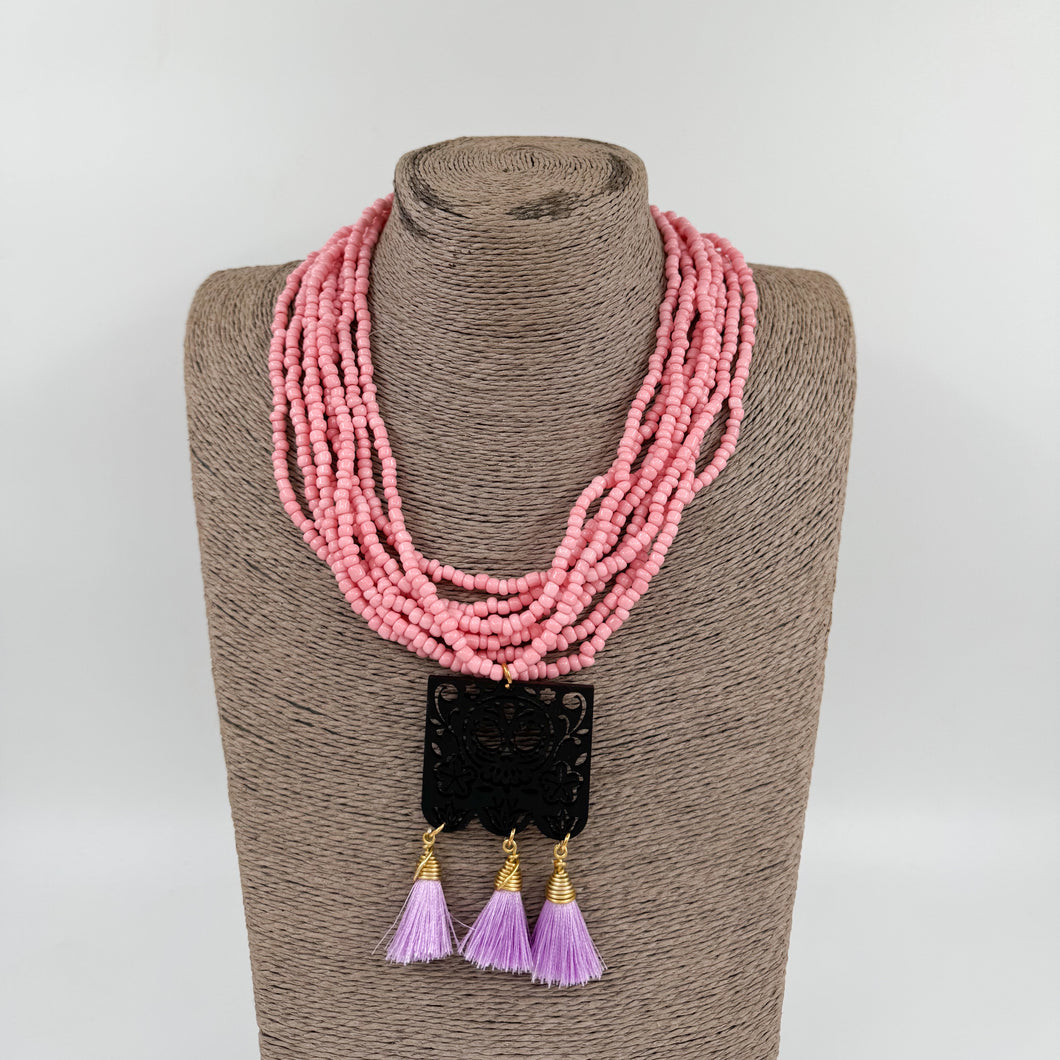 Collar mictlan rosa pastel