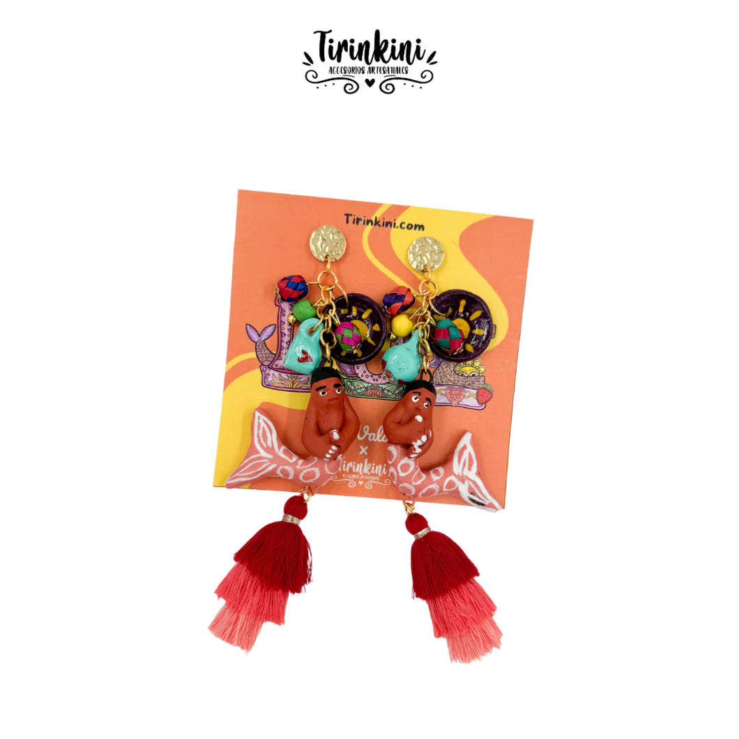 Aretes festiva sirena rojo